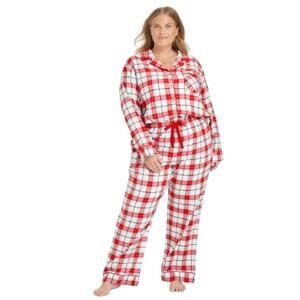 Women's Plaid Flannel Holiday Matching Family Pajama Set - Wondershop™ White 3X